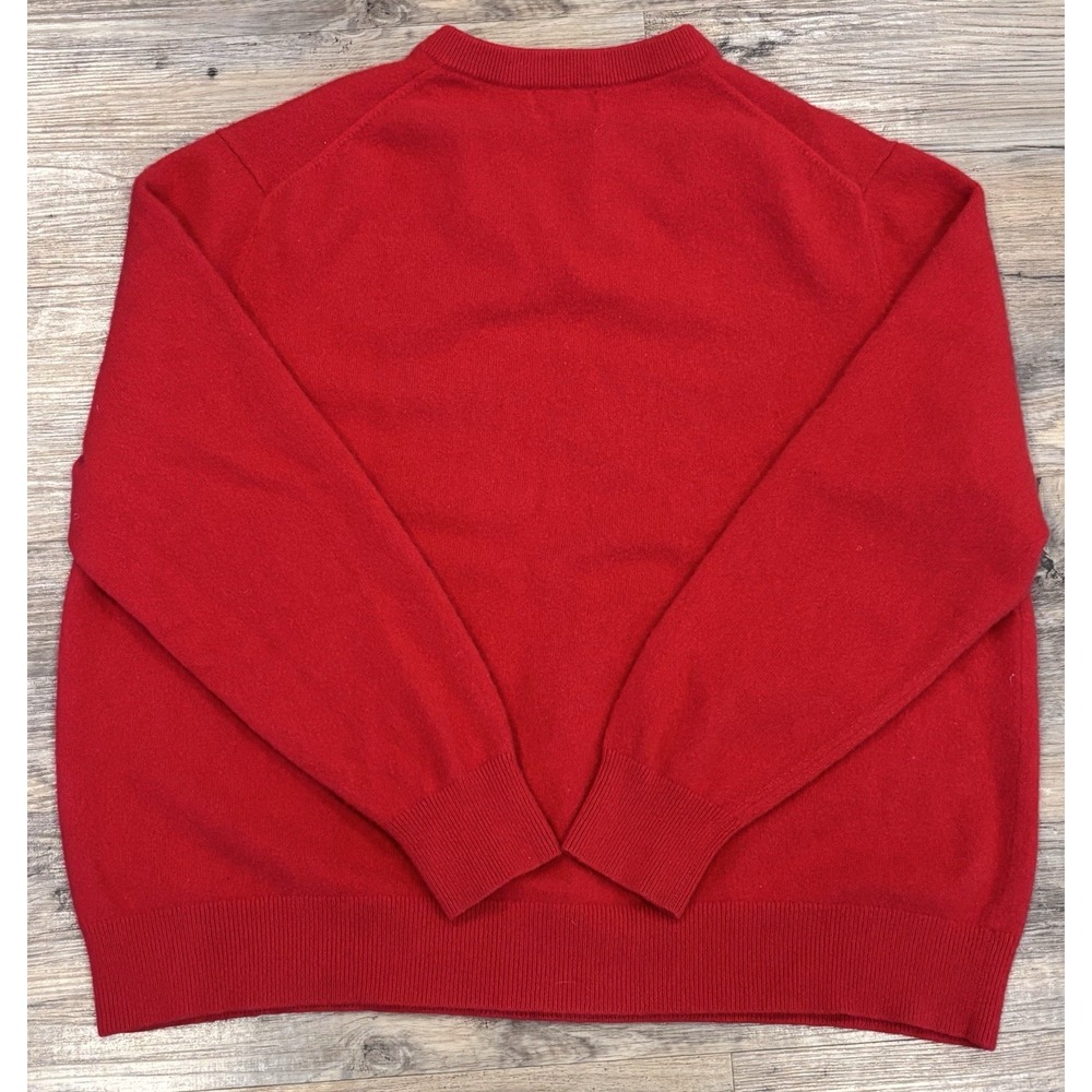 LANDS END 100% Cashmere V Neck Pullover Men's Sweater Red XXL Grandpa Timeless - Picture 10 of 13